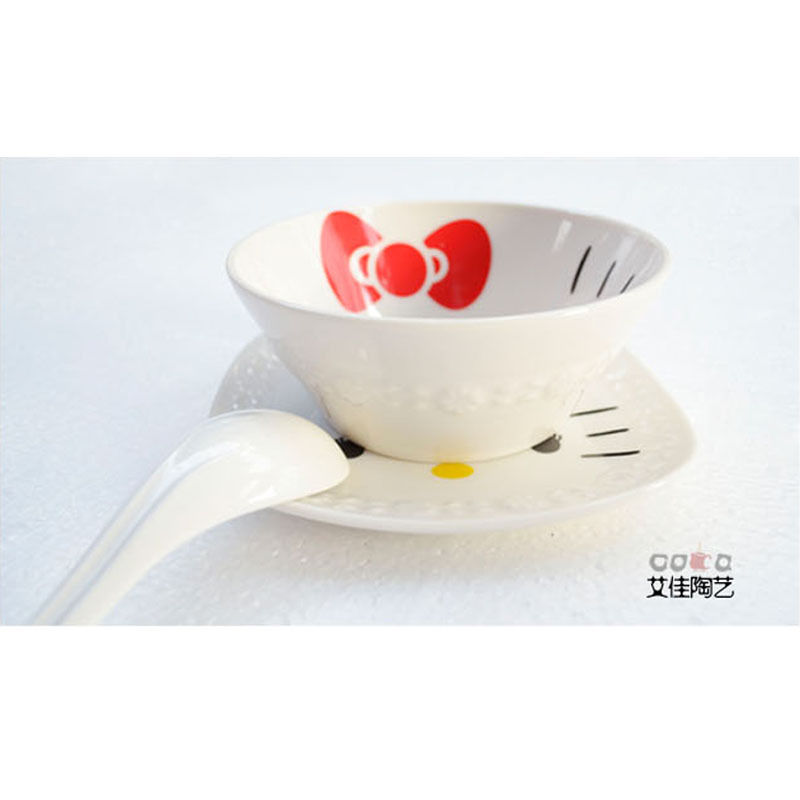 New real shot Animation around hello kitty Bowl Bone china tableware suits Three-piece Suite KT Catin the Tableware , Tableware , Porcelain tableware suit category - from Buy2taobao.com to provide professional Taobao agent buy service