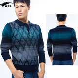 奴加绒加厚保暖羊毛衫 植绒圆领针织<em>男毛衣</em>h3