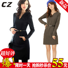 秋装新款2011新品质女装OL通勤修身大码打底长裙长袖 秋冬连衣裙