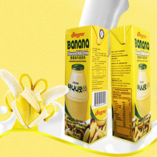  包邮新日期 韩国进口 宾格瑞 banana香蕉牛奶饮料 200ml*24盒