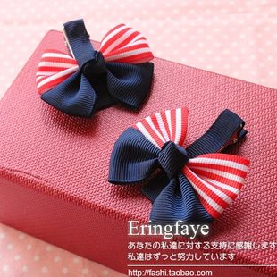  天使宝宝可爱婴儿童宝宝发夹子发饰 海军风 平夹