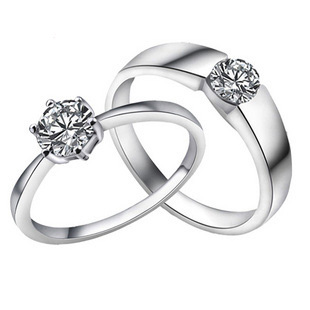  铂金白金钻戒 情侣对戒 求婚结婚戒指 男女款 pt950不褪色不过敏
