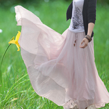 蜜搭 半身裙2012新款春装夏女复古雪纺裙/大摆裙长裙子 裸色粉 【优惠价:218.00元 最近成交4300笔】