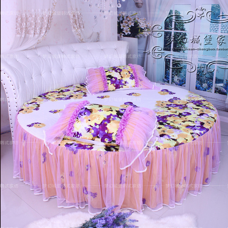 梦幻城堡 定制圆床床裙 圆床床罩 圆床单件床罩