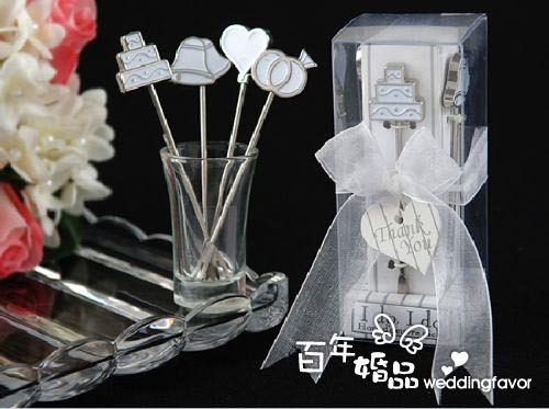 欧美婚礼礼品 个性婚品 童话婚礼水果叉套装