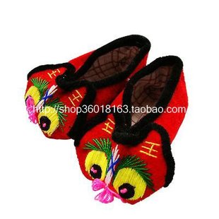 陕西民间手工艺品 纯手工绣花虎头鞋（中号）儿童鞋子纯手工艺品
