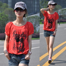 2010夏装清仓新款女装复古头像韩版宽松大码圆领纯棉短袖T恤 7123
