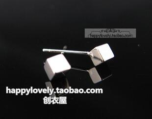  925纯银饰品 男女款简约立体小方块/菱形耳钉/防过敏/可卖单只