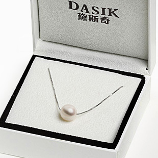  黛斯奇珠宝 天然淡水珍珠吊坠项链 925银链穿孔吊坠 正圆正品