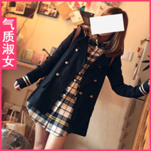 韩版2011新款冬装C728复古学院风双排扣学生服风衣外套