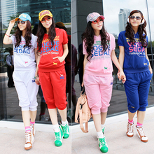 本店签约模特实拍2012夏季新款 韩版短袖热卖女生休闲<span class=H>卫衣</span>套装