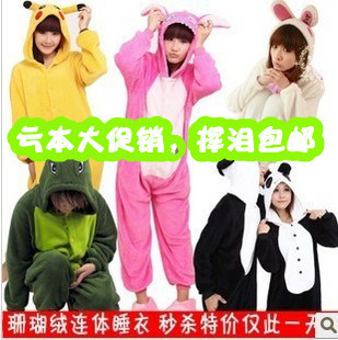 珊瑚绒恐龙<em>睡衣</em>史迪仔<em>卡通</em>动物<em>连体</em>可爱情侣男
