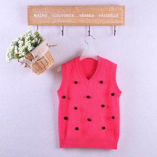  童装秋装新品女童背心中大童棉线针织背心儿童马甲毛衣针织衫