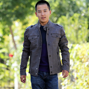  JackJones/杰克琼斯专柜正品 男式机车设计羊皮短款皮衣10013双色