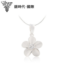 银时代饰品 925纯银项链 韩国女短款锁骨链 花朵吊坠 新娘项链