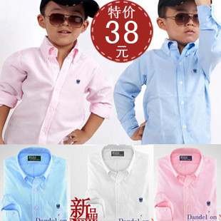  儿童衬衫男童长袖衬衫全棉衬衫韩版学生衬衫 演出白色衬衣可团购