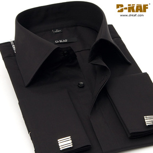  新款男商务 法式衬衫袖扣长袖衬衫纯棉修身黑粉深紫 AF204