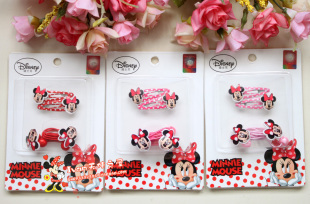 X 【Disney】迪士尼正品 米妮发夹 发绳套装儿童发饰BB夹对夹边夹