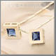 韩国进口华美演绎 海洋之星 亮丽925纯银方块蓝水晶项链