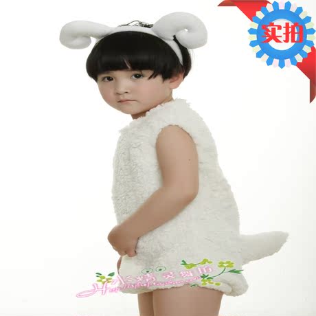 儿童小绵羊表演服装 幼儿绵羊舞蹈服装 夏季短