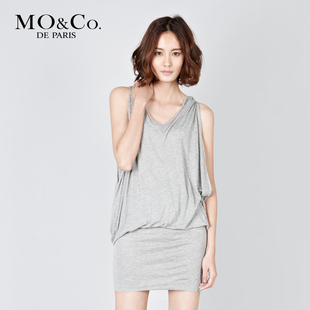 MO&amp;Co.摩安珂夏装 女装 M112SKT31纯色休闲背心裙