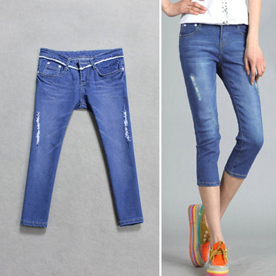 The beggar hole women's jeans worn feet pants, pencil pants, lace pantyhose / Pants 1759