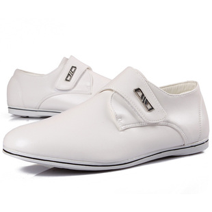  新款 潮流时尚男鞋子 英伦风休闲鞋魔术贴板鞋韩版白色低帮鞋