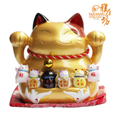 雅居坊 招财猫摆件 树脂招财猫 金运招财猫 金色万岁猫大号