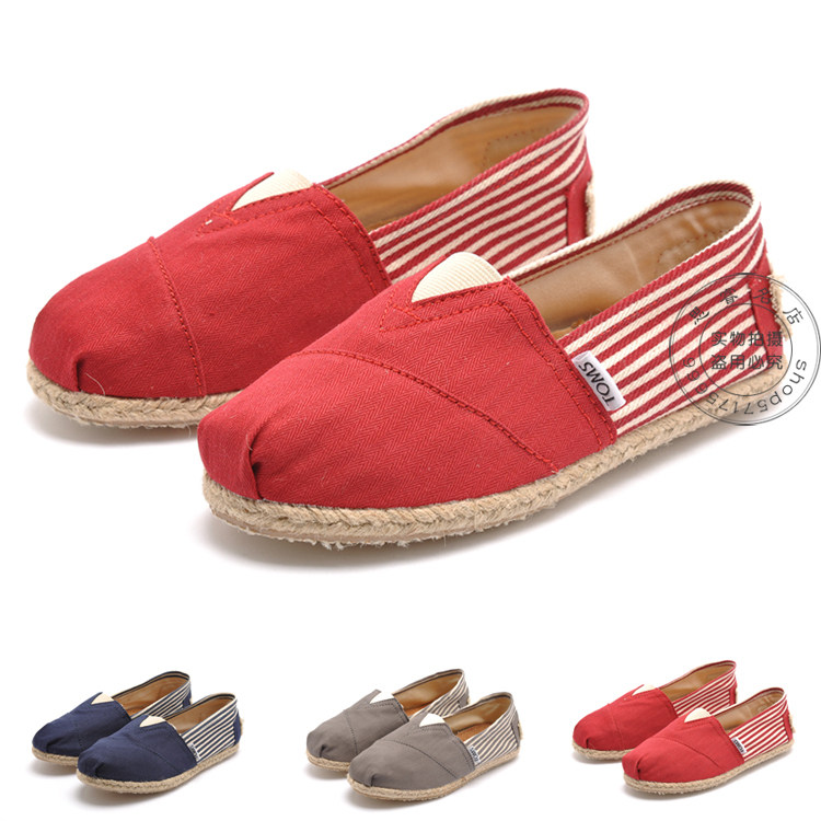 代购 2012新款 <span class=H>toms</span>牛筋麻底情侣帆布鞋 正品韩版男女懒人鞋子 潮