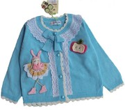 满百贝蕾地95001春秋装女童立体娃娃针织开衫，毛衣外套2色