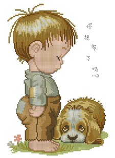 ●胡丽丽十字绣●DMC套件 狗狗 你想家了吗?彩色版-淘宝网