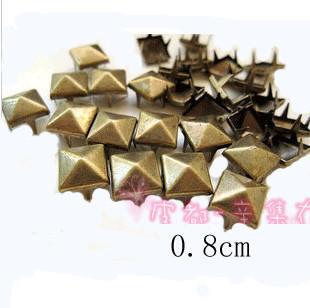  满58元包邮DIY铆钉饰品配件鞋包直径8mm古铜色柳钉金字塔方钉四爪