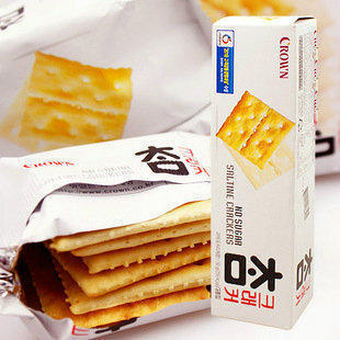  韩国饼干 可拉奥CROWN太口饼干 咸味无糖苏打饼干56g 低卡零负担