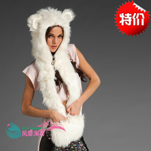 皮草帽子手套一体 女 冬天保暧 兔毛帽子 <span class=H>毛毛</span>帽子 卡通帽子