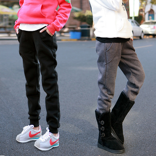  韩版新品加厚抓绒卫衣裤子小脚裤休闲裤运动裤哈伦裤显瘦女保暖裤
