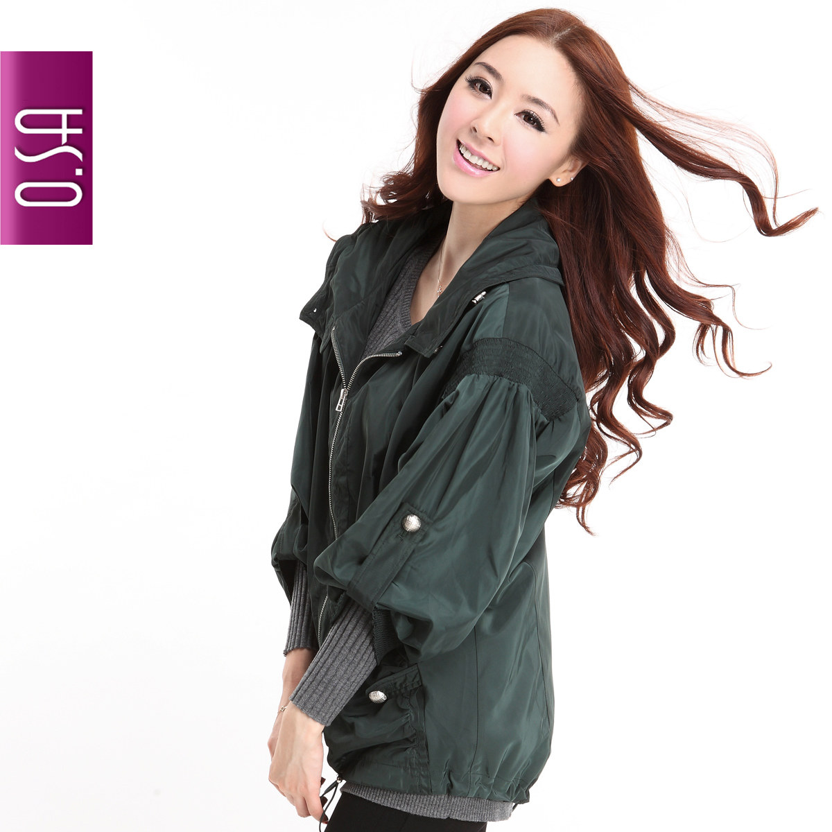 绿衣灵冰 O.SA2011秋装新款 气质修身 韩版风衣外套 女 SF13027