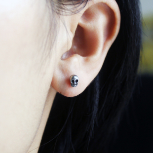  欧美复古小骷髅耳钉饰品 个性庞克哥特式耳钉男/女耳钉 小耳钉