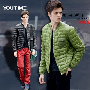  YOUTIME男士时尚休闲保暖轻薄羽绒服翻领外套修身短款上衣