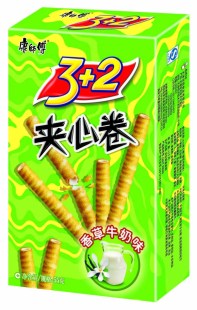  【天猫超市】康师傅3+2夹心卷香草牛奶味（盒装55G）