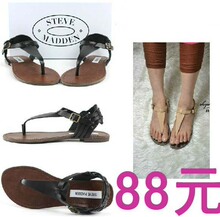 steve madden<span class=H>欧美</span>原单特价真皮夹脚平底<span class=H>鞋</span>平跟罗马<span class=H>鞋</span>女凉<span class=H>鞋</span>