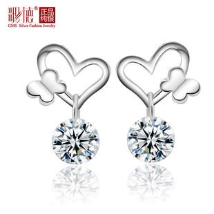  歌德耳饰 925纯银耳钉 女 韩国可爱精致瑞士钻银耳钉纯银正品包邮