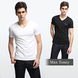 Max Toney夏装简约经典百搭修身莱卡棉短袖T恤男106/107
