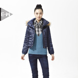 E-WORLD【衣我的】貉子毛领羽绒服|E103-M005