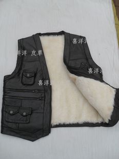  喜洋洋皮草马甲 男士/中老年 真皮马甲 背心 男式 羊毛马甲 坎肩