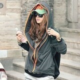 两件包邮 韩国2012春装秋冬装新款 女装韩版双拉链连帽休闲外套50
