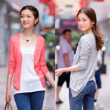 2012春装新款韩版女装修身针织开衫薄款外套长袖无扣针织衫