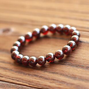  女款正品水晶首饰饰品 8mm天然酒红石榴石手链 包邮特价 美容养颜