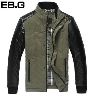  【EBG男装】潮男冬装立领拼接时尚短款棉衣男棉服[124]