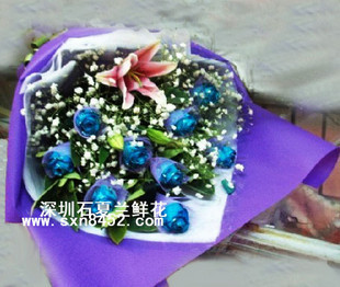 9朵篮玫瑰百合花爱情人生日速递深圳花店南山低价送鲜花福田花店|ruв категории доставка цветов/цветок моделирования/растения садоводства, доставка цветов (город) - от Buy2taobao.com для оказания профессиональной услуги покупки агента Taobao