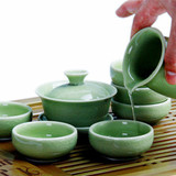 正品青瓷冰裂釉陶瓷铁观音盖碗功夫茶具茶杯茶壶茶具套装特价包邮 【优惠价:58.01元 最近成交316笔】